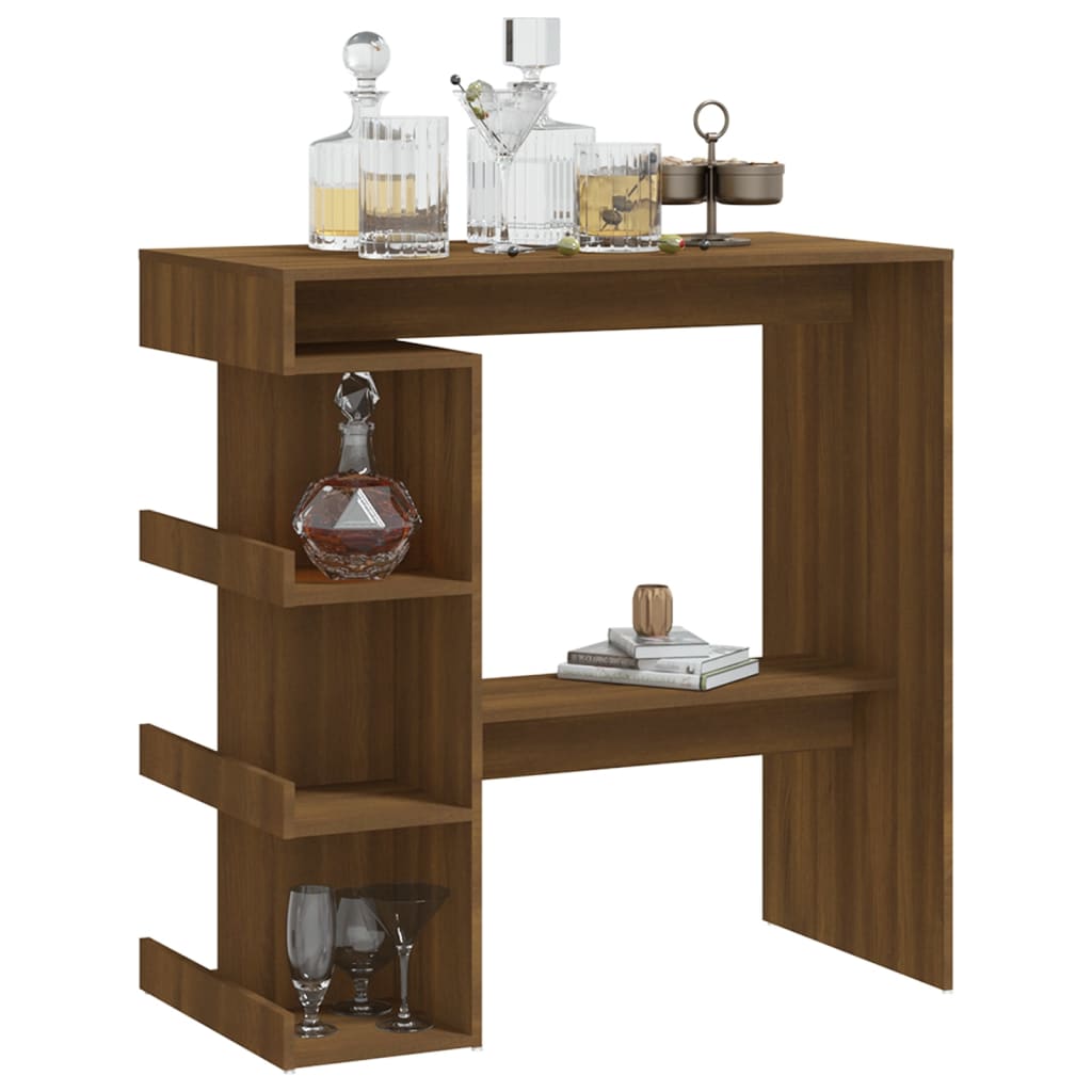 vidaXL Table de bar étagère de rangement chêne marron bois ingénierie