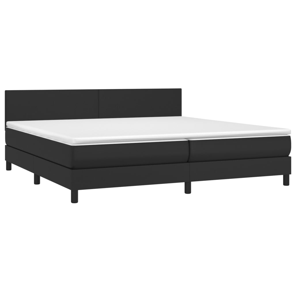 vidaXL Sommier à lattes de lit avec matelas Noir 200x200 cm Similicuir