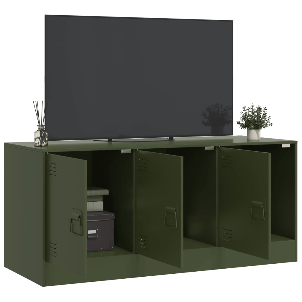 vidaXL Meuble TV vert olive 99x39x44 cm acier