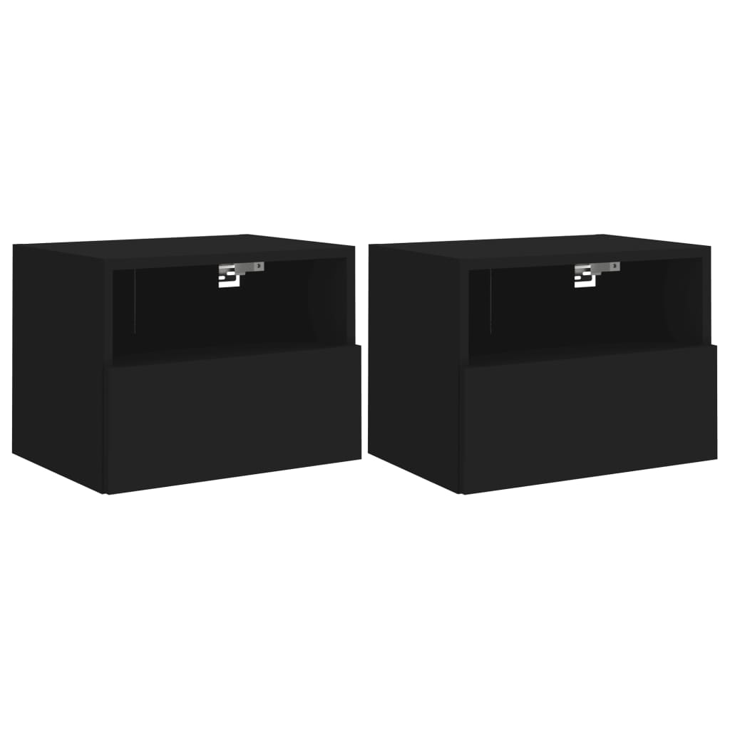 vidaXL Meubles TV muraux 2 pcs noir 40x30x30 cm bois d'ingénierie