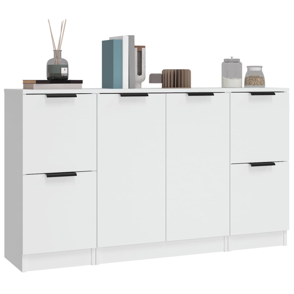 vidaXL Buffets 3 pcs Blanc Bois d'ingénierie