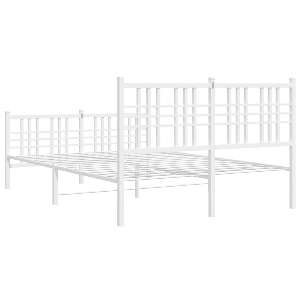 vidaXL Cadre de lit métal sans matelas et pied de lit blanc 140x200 cm