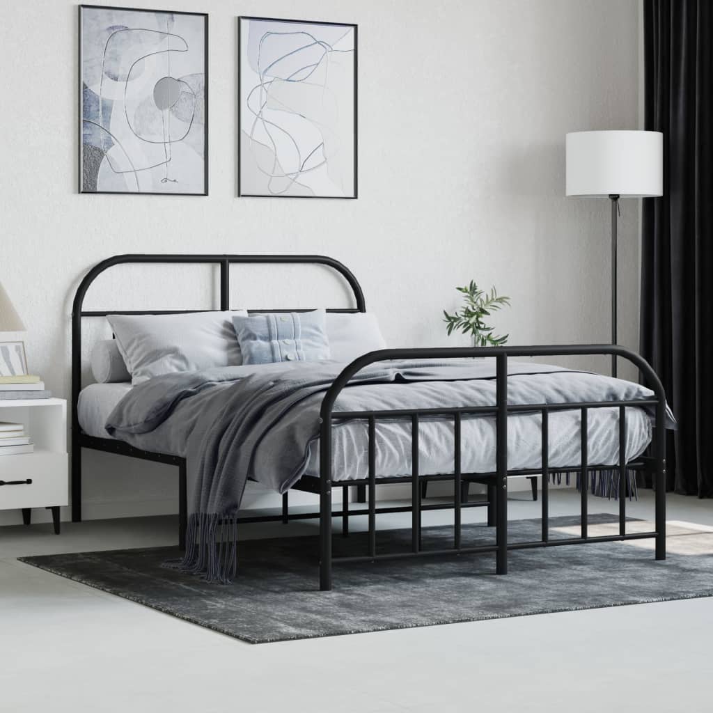 vidaXL Cadre de lit métal sans matelas avec pied de lit noir 120x190cm