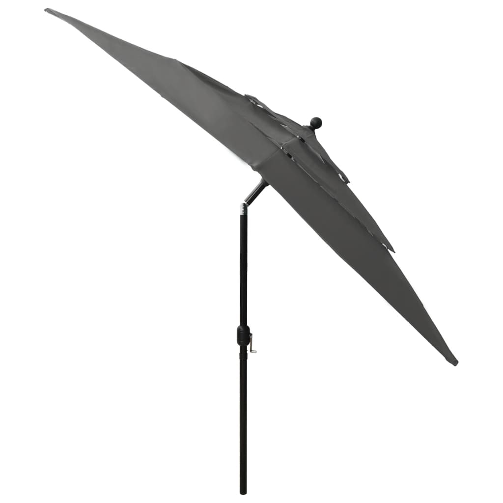 vidaXL Parasol à 3 niveaux avec mât en aluminium Anthracite 2,5x2,5 m