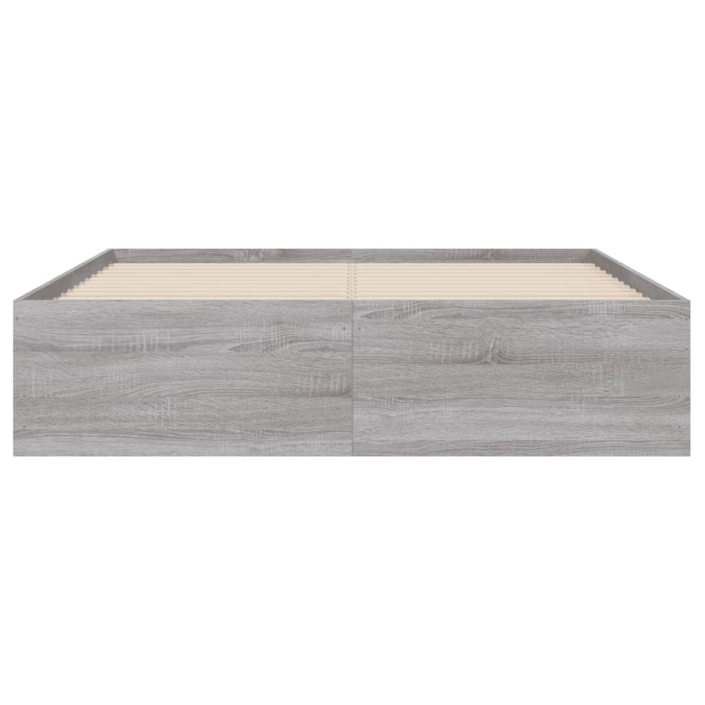 vidaXL Cadre de lit et tiroirs sonoma gris 135x190 cm bois ingénierie