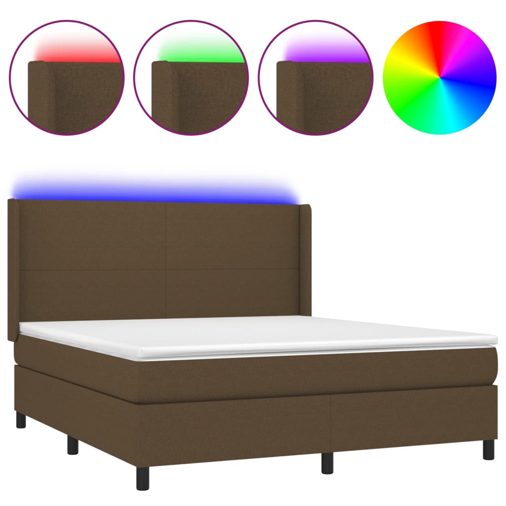 vidaXL Sommier à lattes de lit matelas LED Marron foncé 180x200 cm