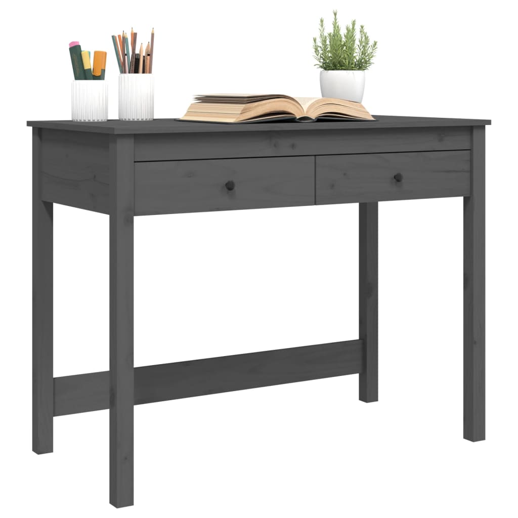 vidaXL Bureau avec tiroirs Gris 100x50x78 cm Bois massif de pin