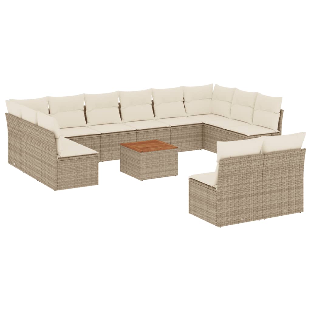 vidaXL Salon de jardin avec coussins 13 pcs beige résine tressée