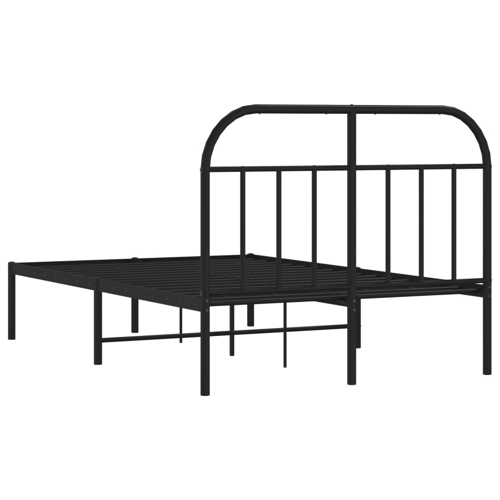 vidaXL Cadre de lit métal sans matelas avec tête de lit noir 120x190cm