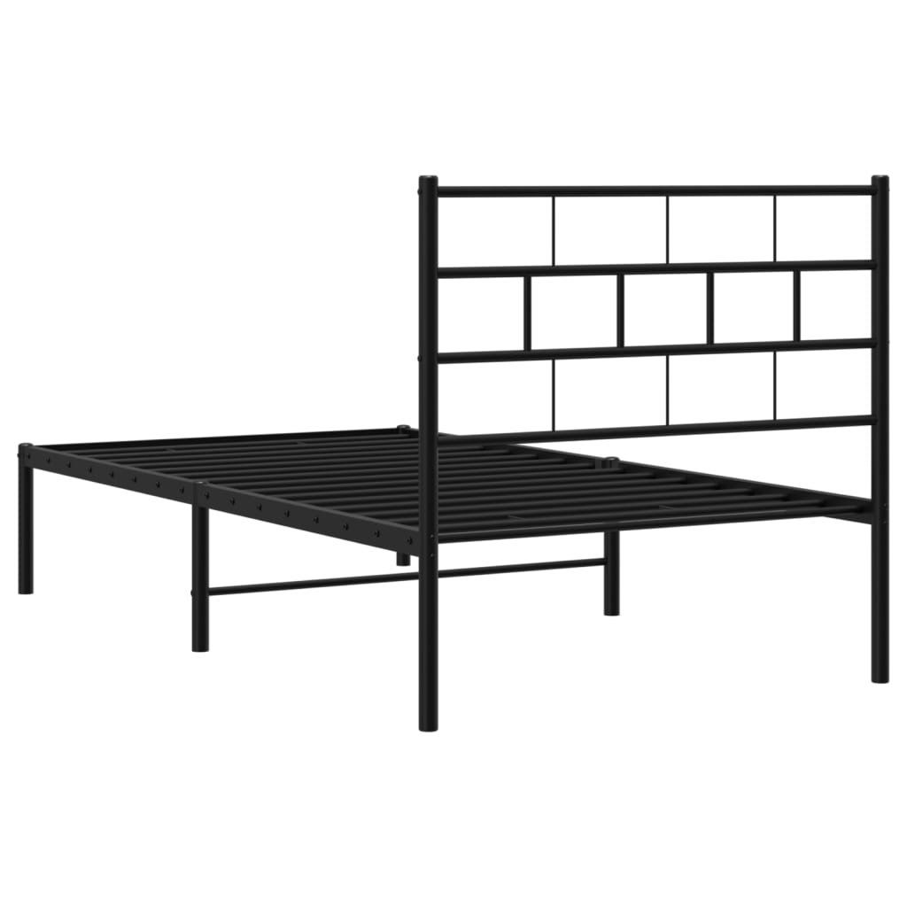 vidaXL Cadre de lit métal sans matelas avec tête de lit noir 80x200 cm