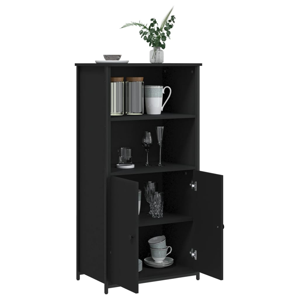 vidaXL Buffet haut noir 62x36x121,5 cm bois d'ingénierie