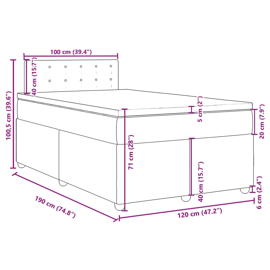 vidaXL Sommier à lattes de lit et matelas gris clair 120x190 cm tissu