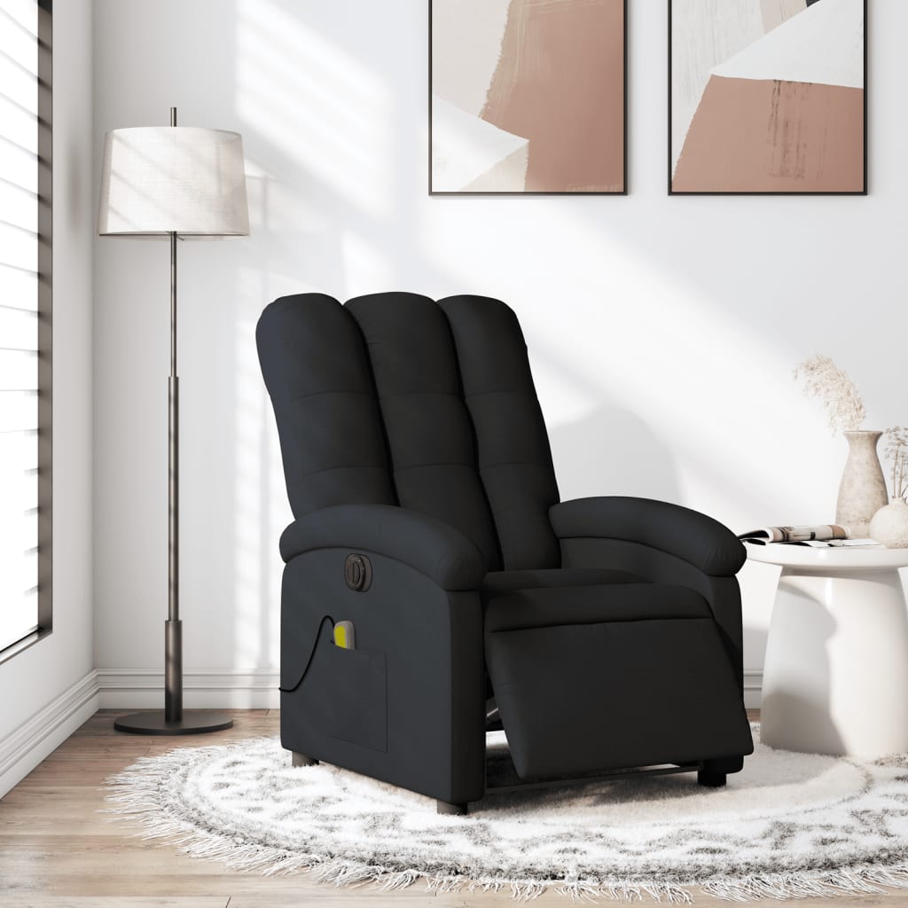 vidaXL Fauteuil de massage inclinable électrique Noir Tissu