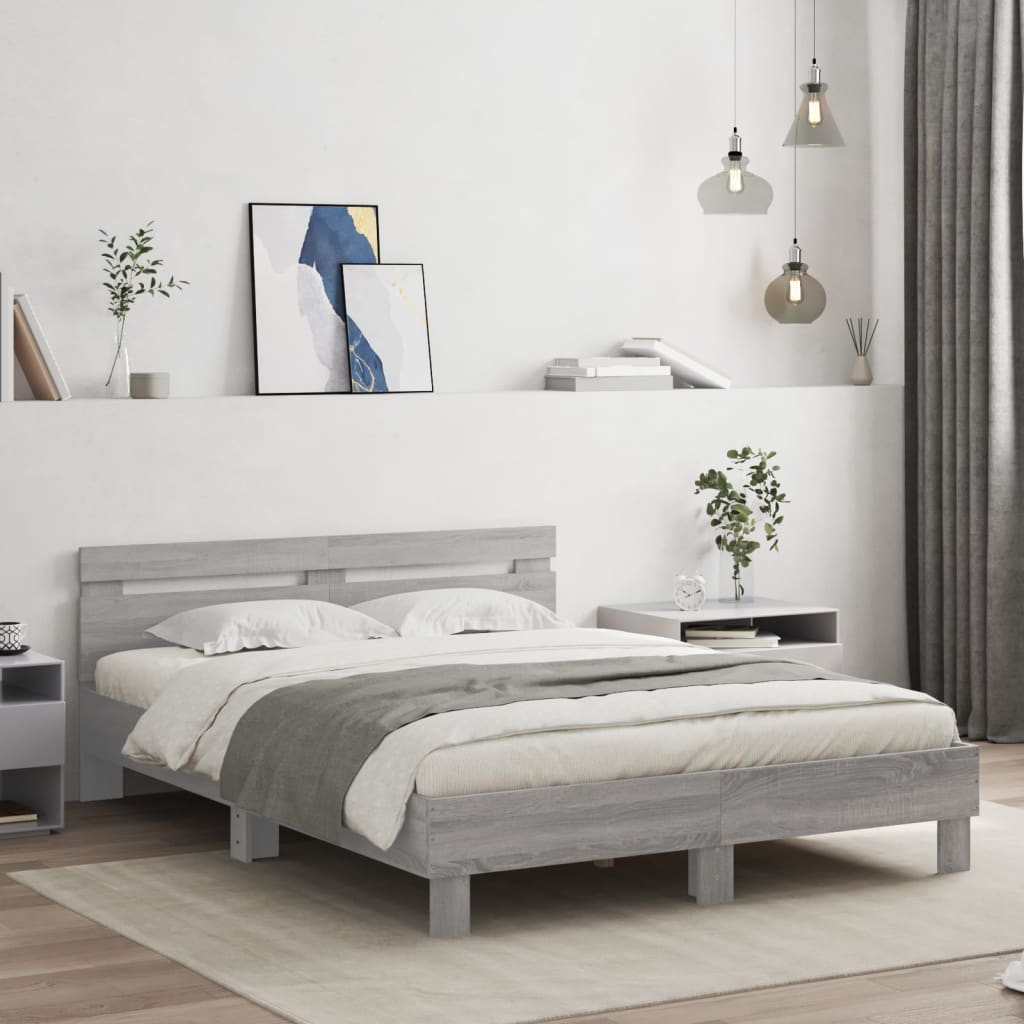 vidaXL Cadre de lit sans matelas sonoma gris 140x200 cm