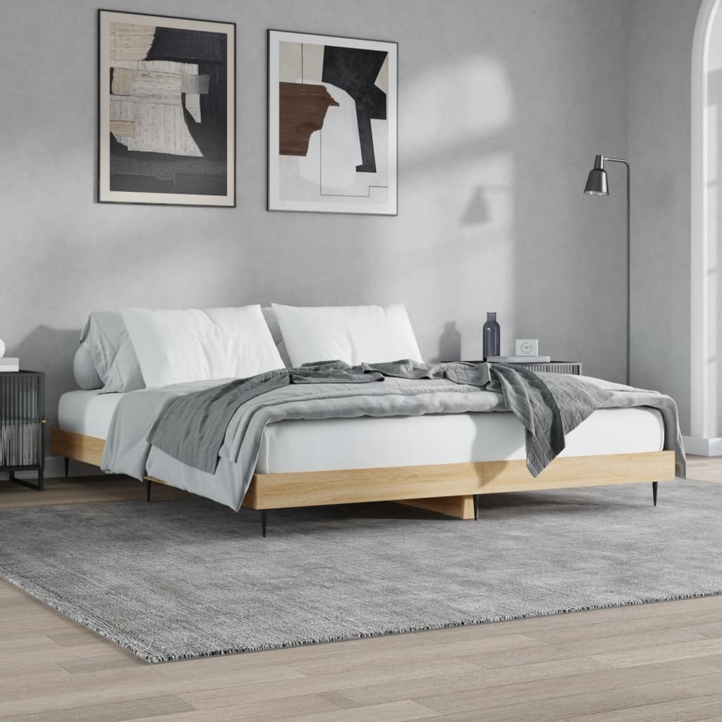 vidaXL Cadre de lit sans matelas chêne sonoma 200x200 cm