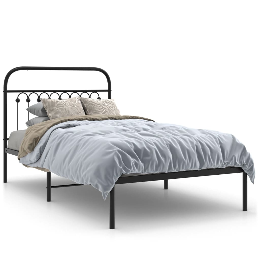 vidaXL Cadre de lit métal sans matelas avec tête de lit noir 100x200cm