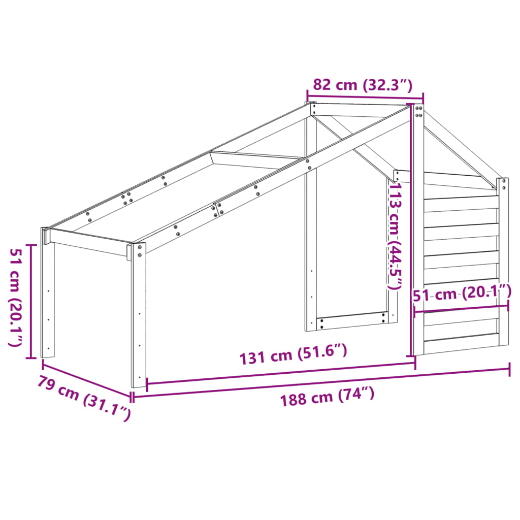 vidaXL Toit de lit pour enfants blanc 188x82x113 cm bois de pin massif