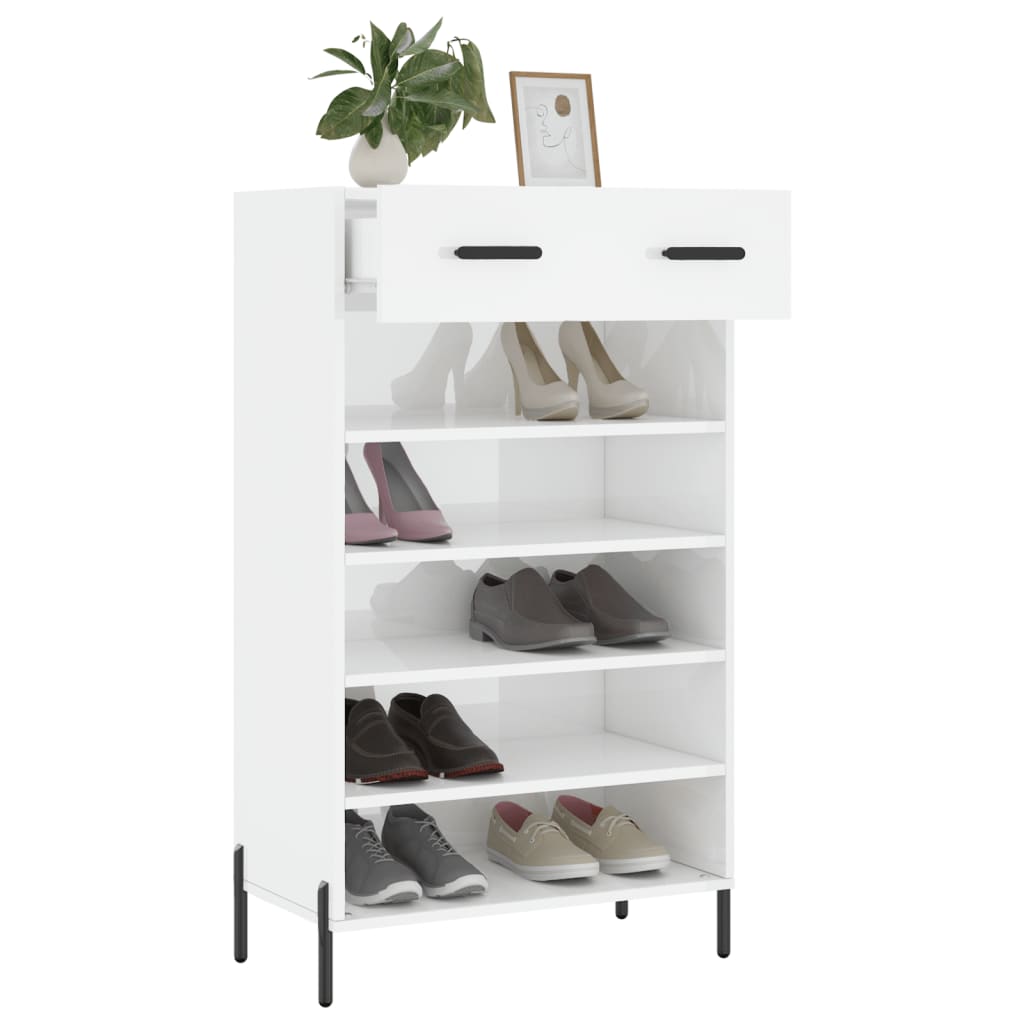 vidaXL Armoire à chaussure Blanc brillant 60x35x105 cm Bois ingénierie