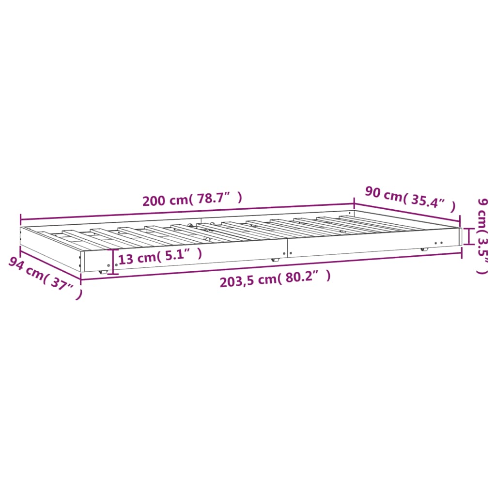 vidaXL Cadre de lit sans matelas 90x200 cm bois de pin massif