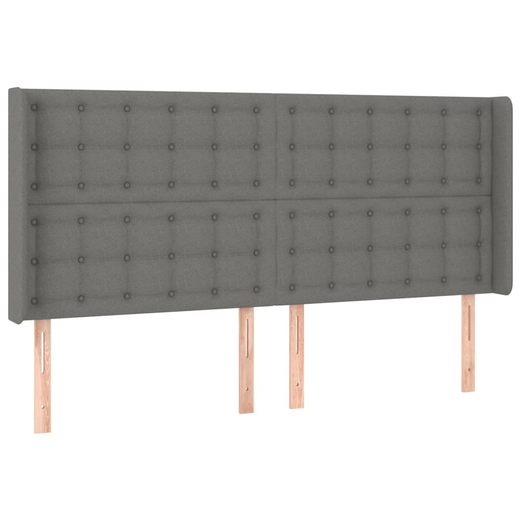 vidaXL Tête de lit à LED Gris foncé 183x16x118/128 cm Tissu