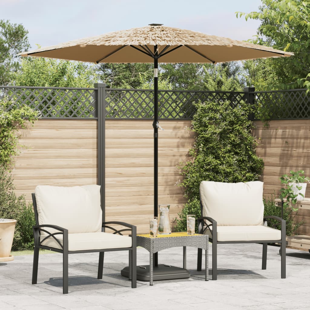 vidaXL Parasol de jardin avec LED et mât en acier marron 223x223x213cm