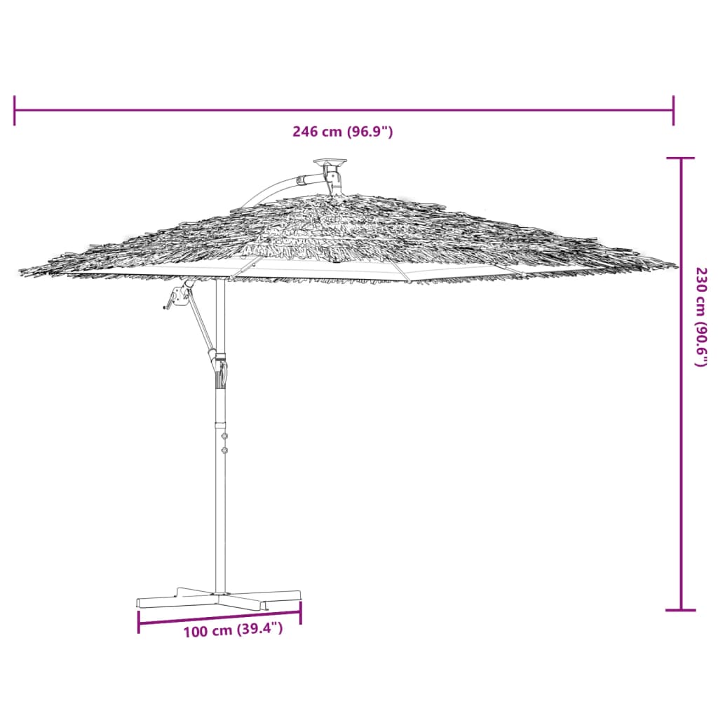 vidaXL Parasol de jardin avec LED et mât en acier marron 246x246x230cm