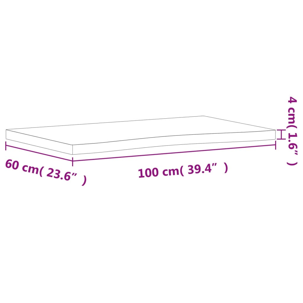 vidaXL Dessus de bureau 100x(55-60)x4 cm bois massif de hêtre