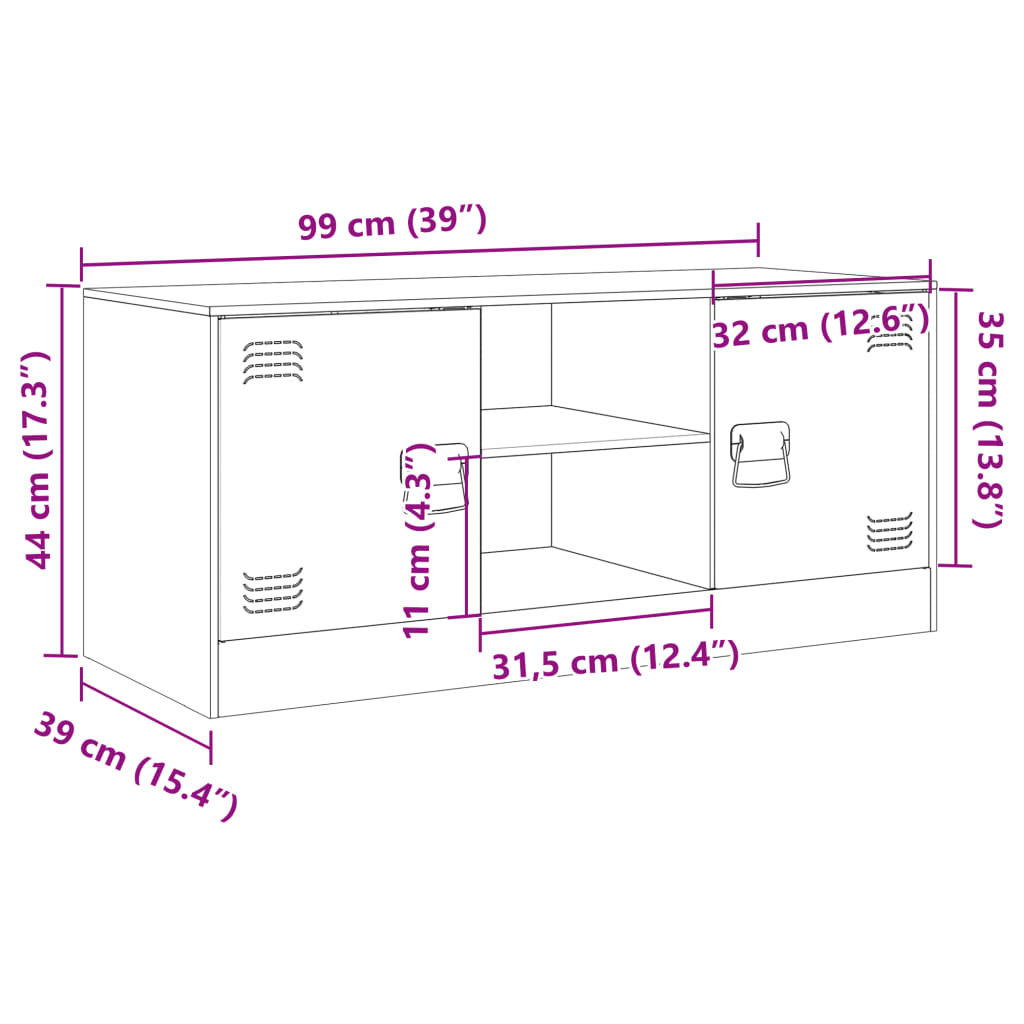 vidaXL Meuble TV anthracite 99x39x44 cm acier