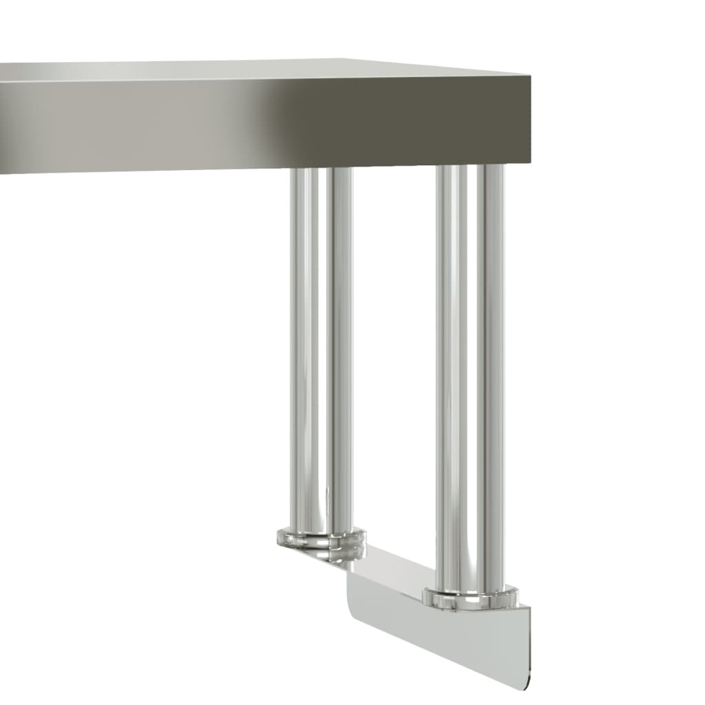 vidaXL Table de travail de cuisine avec étagère 110x30x120 cm inox