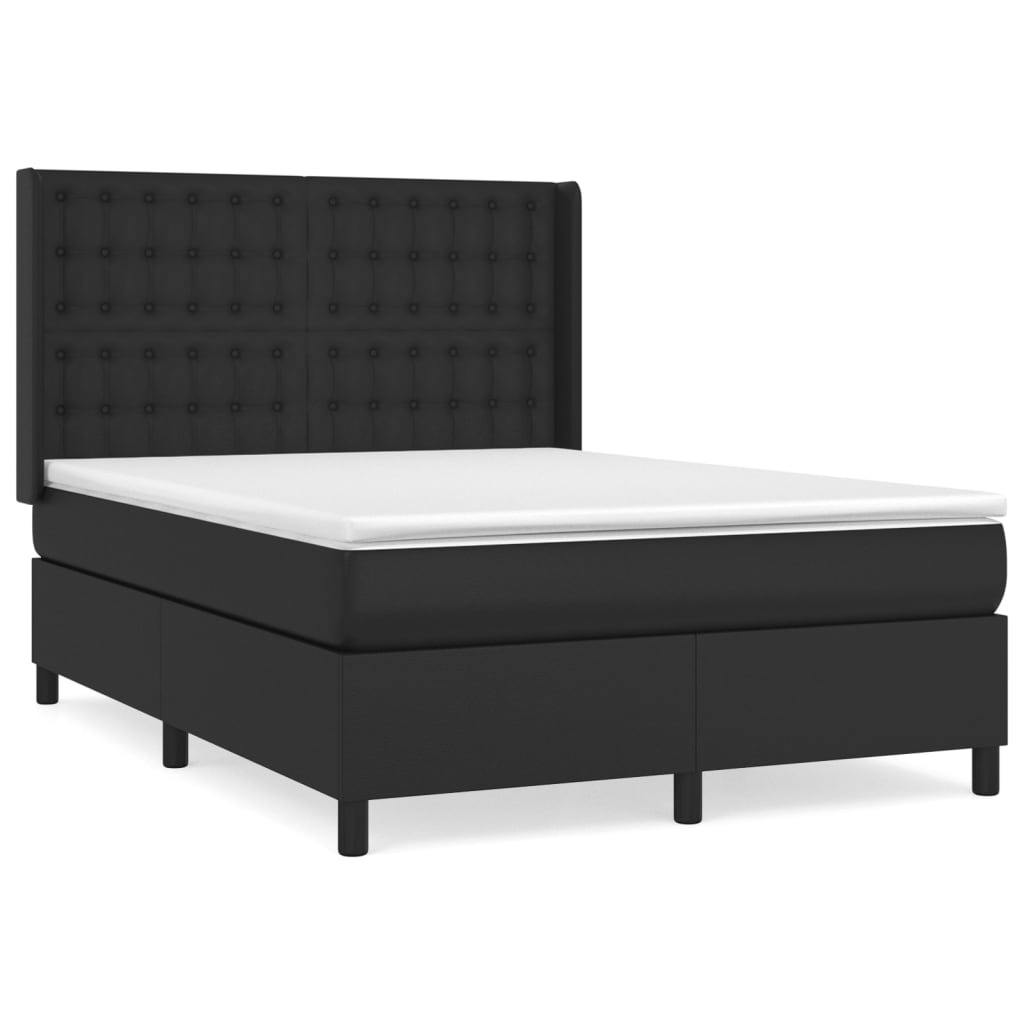 vidaXL Sommier à lattes de lit avec matelas Noir 140x200 cm Similicuir