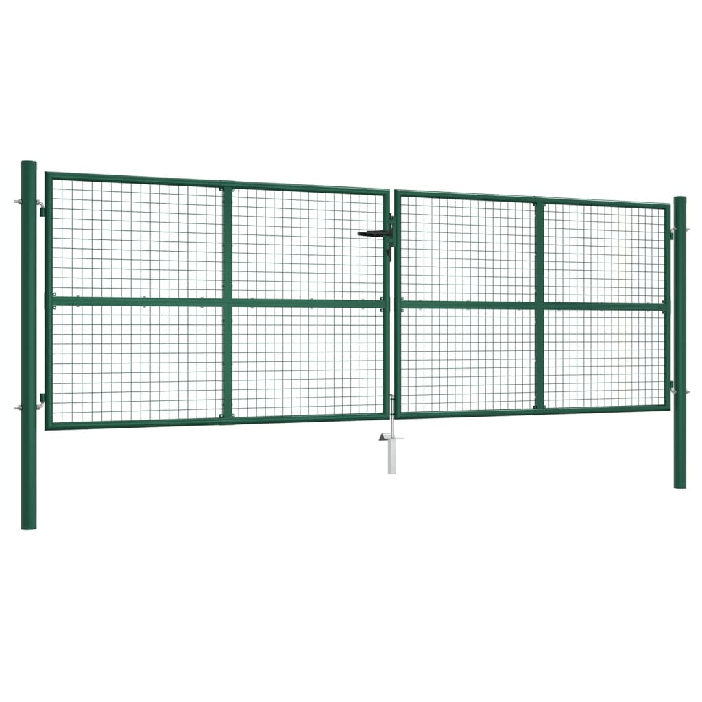 vidaXL Portail en treillis de jardin acier 390x125 cm vert