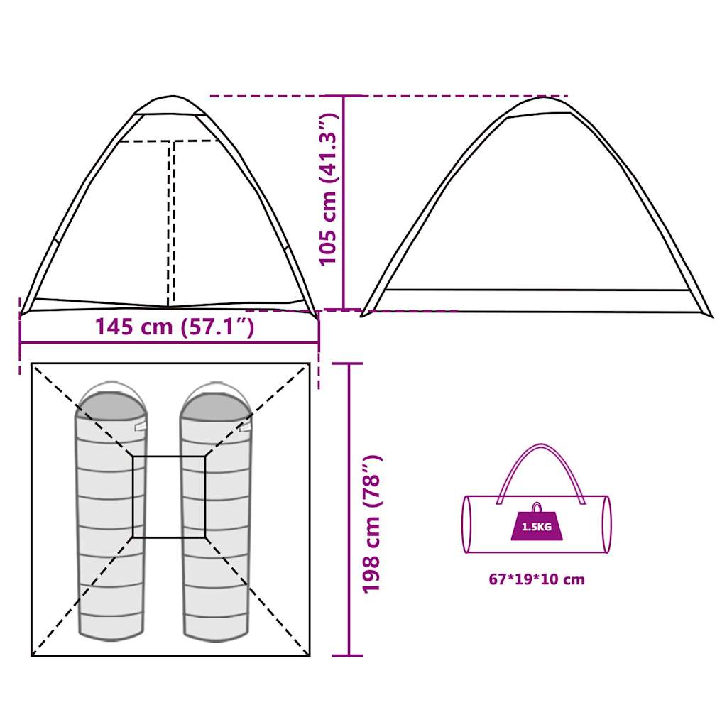 vidaXL Tente de camping à dôme 2 personnes camouflage imperméable