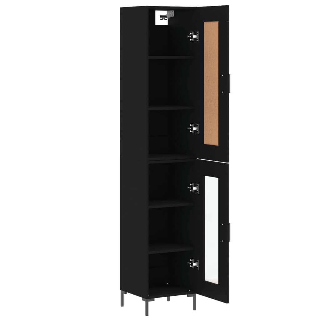 vidaXL Buffet haut Noir 34,5x34x180 cm Bois d'ingénierie