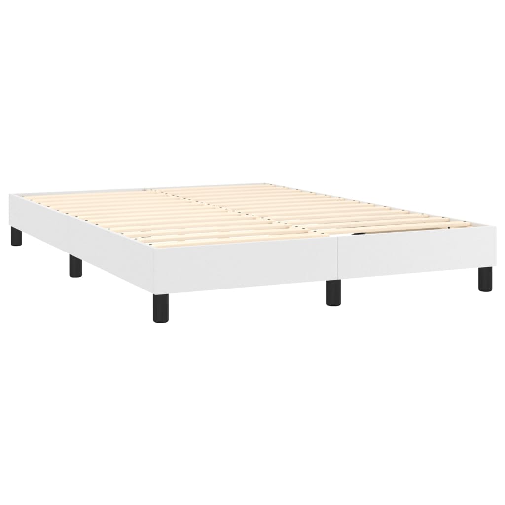 vidaXL Sommier à lattes de lit avec matelas Blanc 140x200cm Similicuir