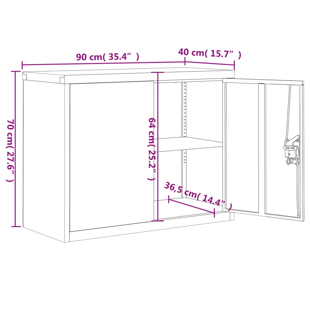 vidaXL Classeur noir 90x40x110 cm acier