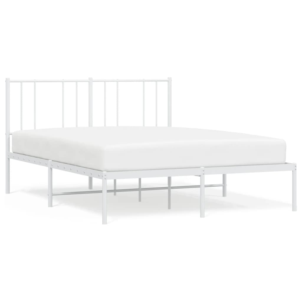 vidaXL Cadre de lit métal sans matelas et tête de lit blanc 135x190 cm