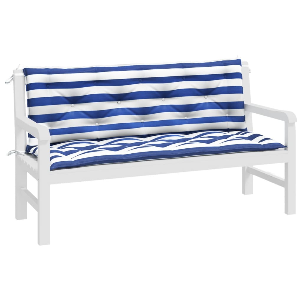 vidaXL Coussins de banc de jardin lot de 2 rayures bleues et blanches