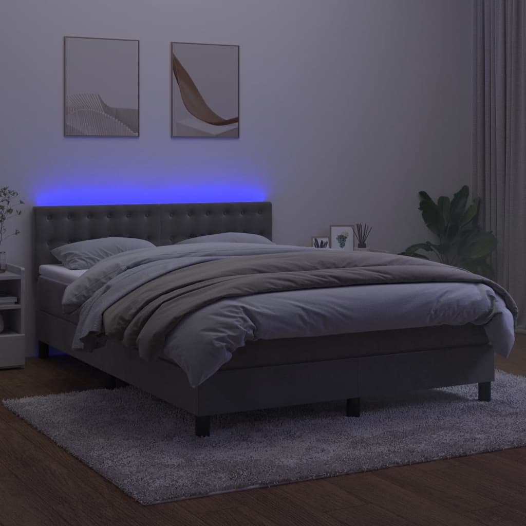vidaXL Sommier à lattes de lit avec matelas LED Gris clair 140x190 cm