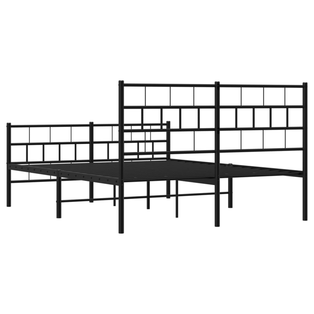 vidaXL Cadre de lit métal sans matelas avec pied de lit noir 150x200cm