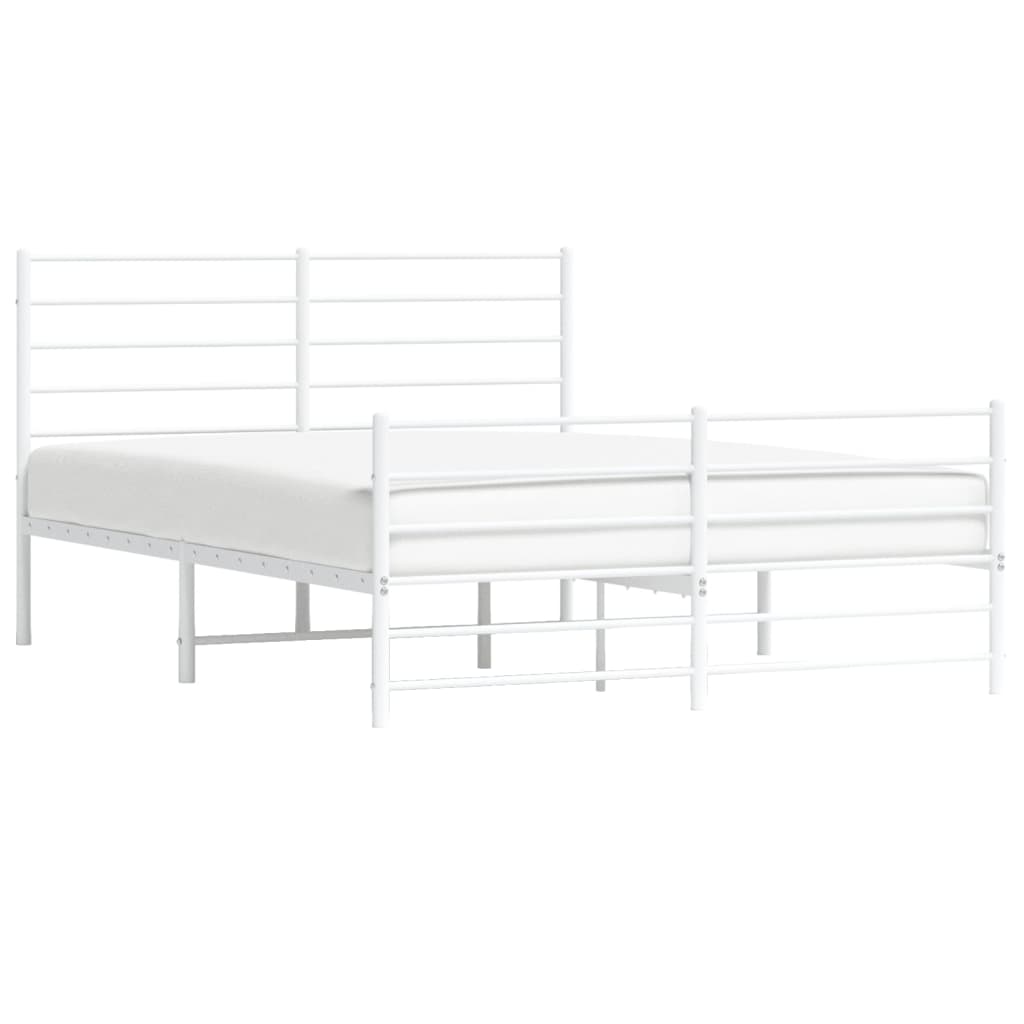 vidaXL Cadre de lit métal sans matelas et pied de lit blanc 120x190 cm