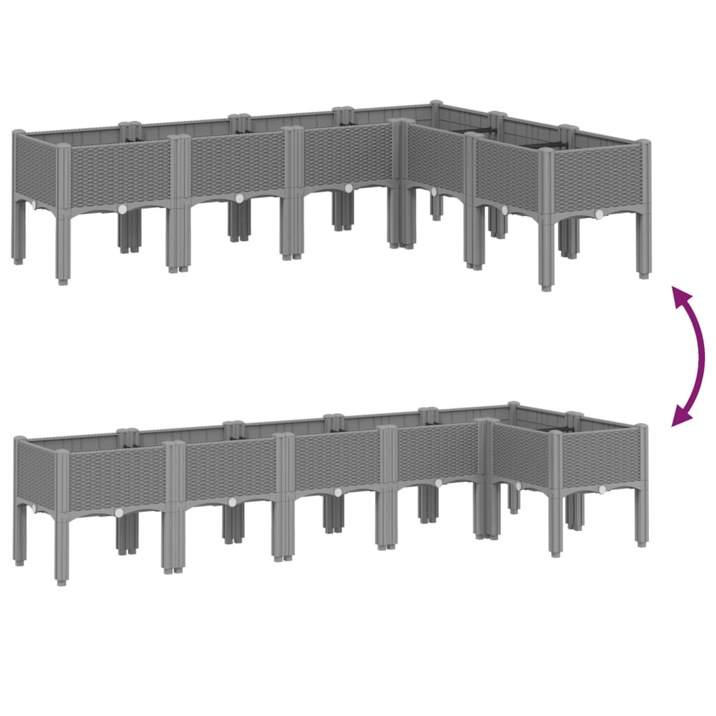 vidaXL Jardinière avec pieds gris clair 160x120x42 cm PP