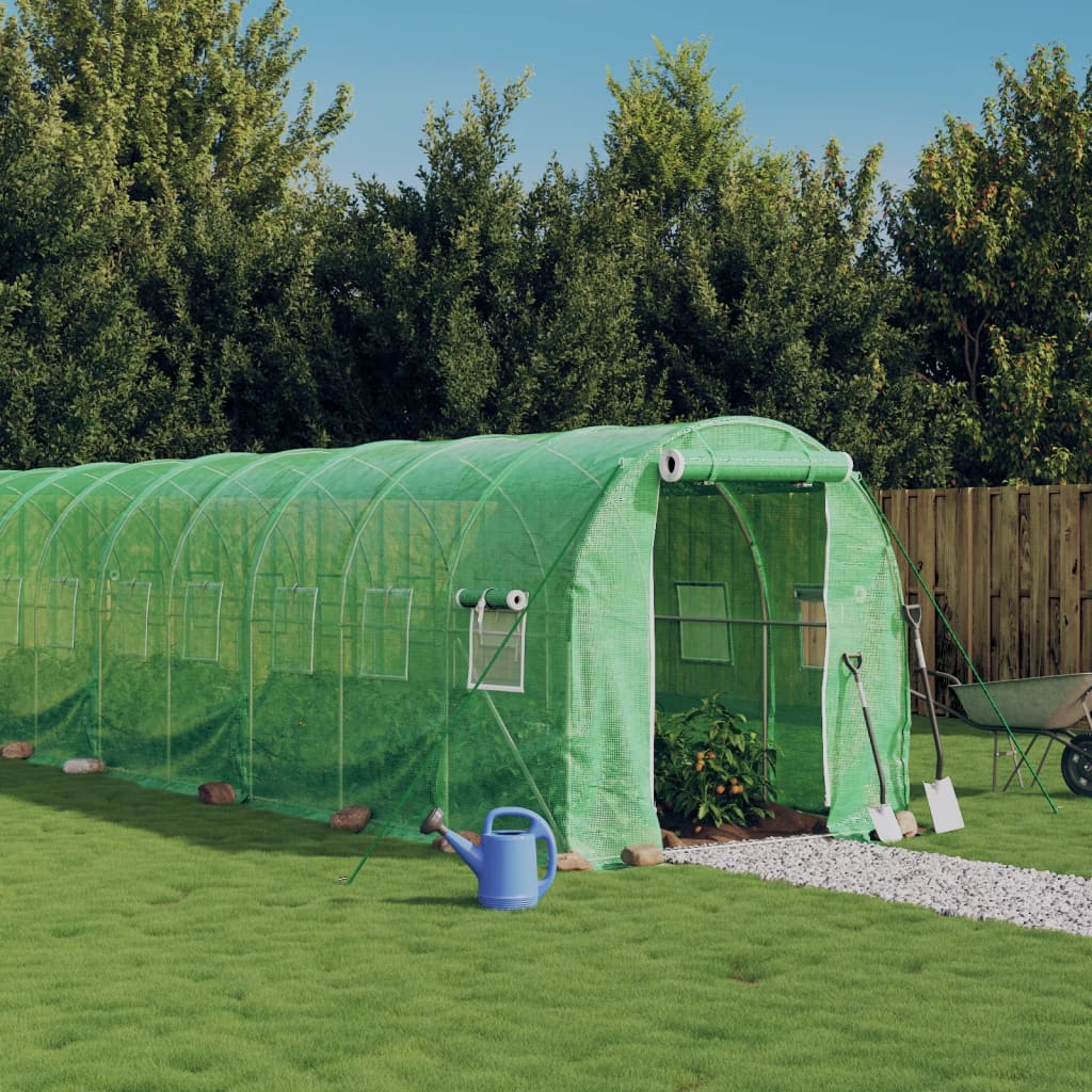 vidaXL Serre avec cadre en acier vert 32 m² 16x2x2 m