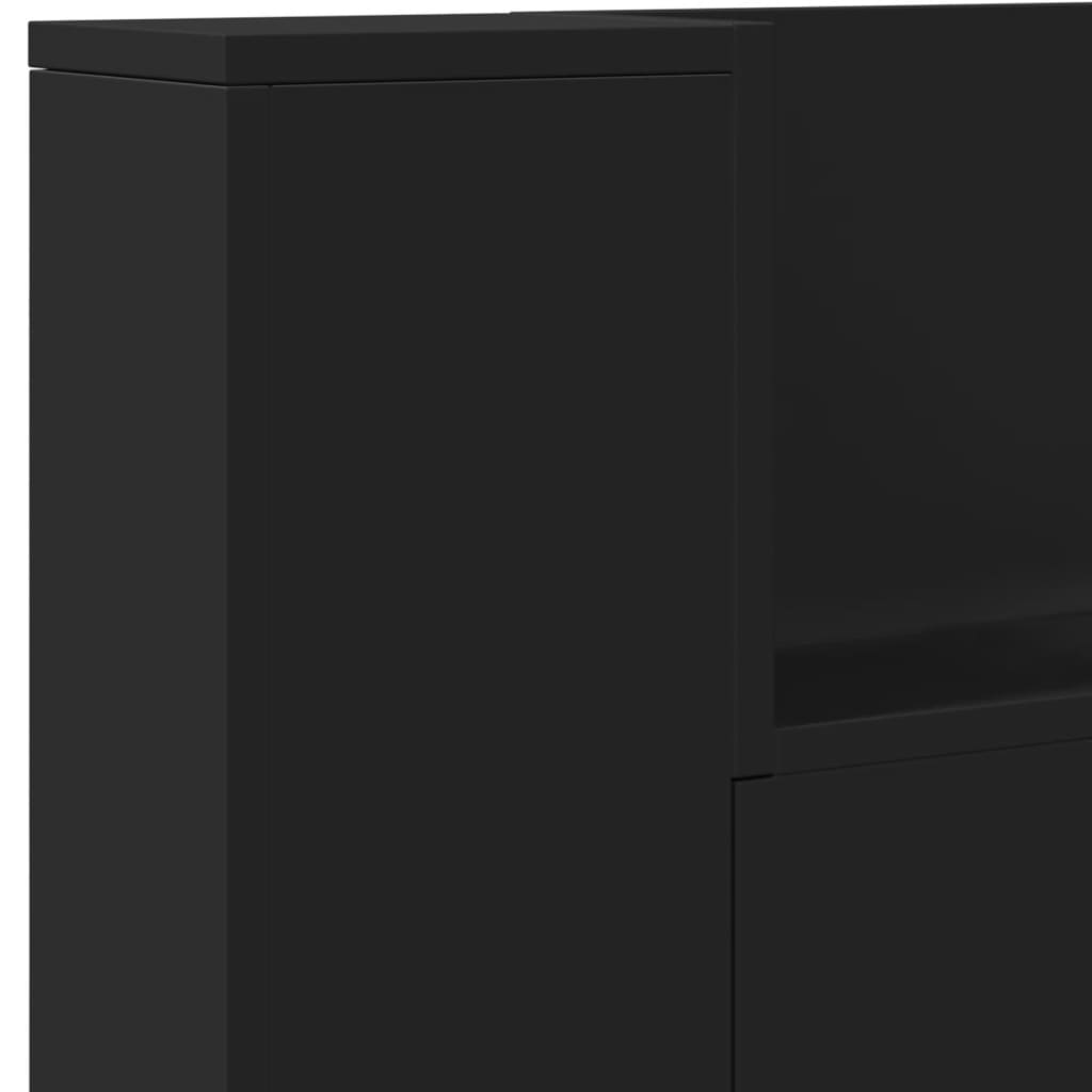 vidaXL Armoire tête de lit avec LED noir 220x16,5x103,5 cm