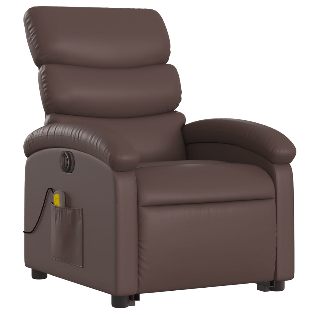 vidaXL Fauteuil inclinable de massage électrique marron similicuir