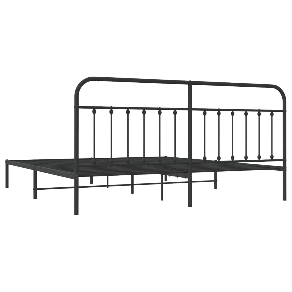 vidaXL Cadre de lit métal sans matelas avec tête de lit noir 193x203cm