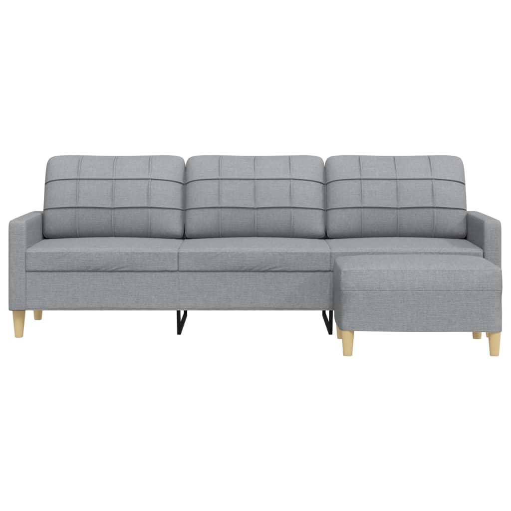 vidaXL Canapé à 3 places avec repose-pieds Gris clair 210 cm Tissu