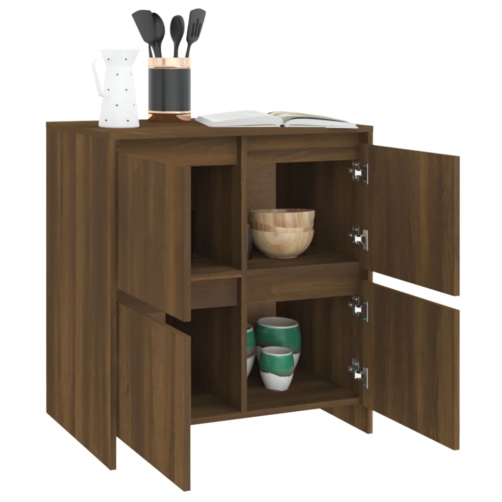 vidaXL Buffets 2 pcs Chêne marron 70x41x75 cm Bois d'ingénierie