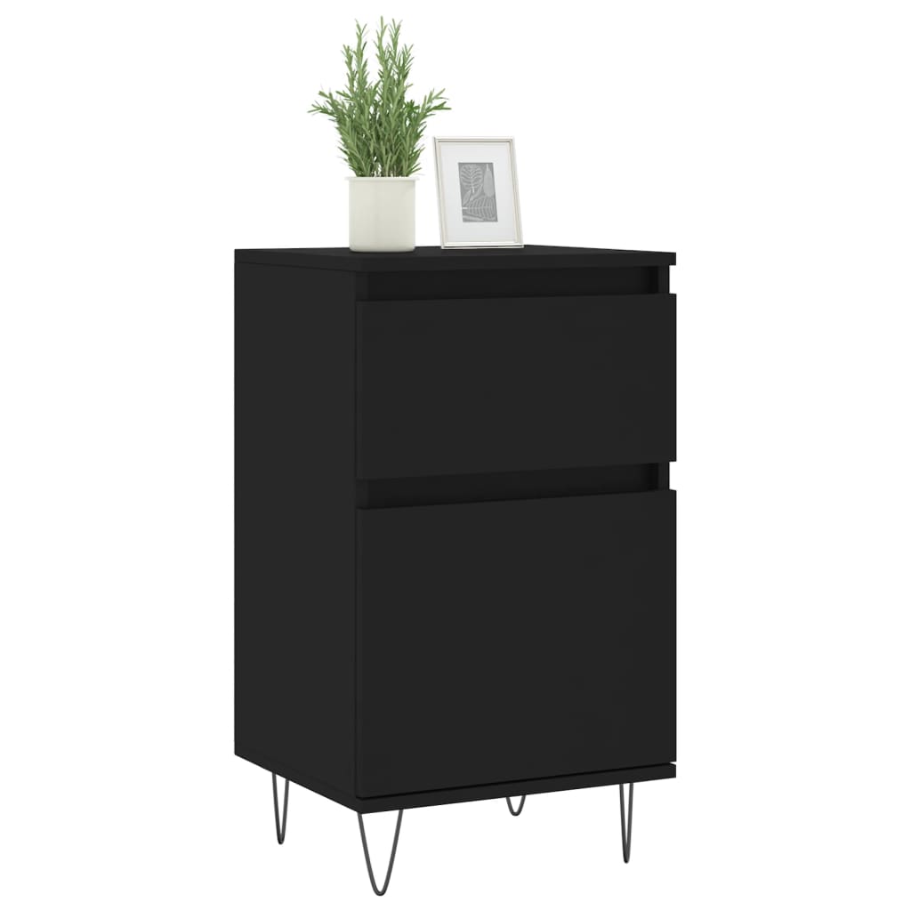 vidaXL Buffets 2 pcs noir 40x35x70 cm bois d’ingénierie