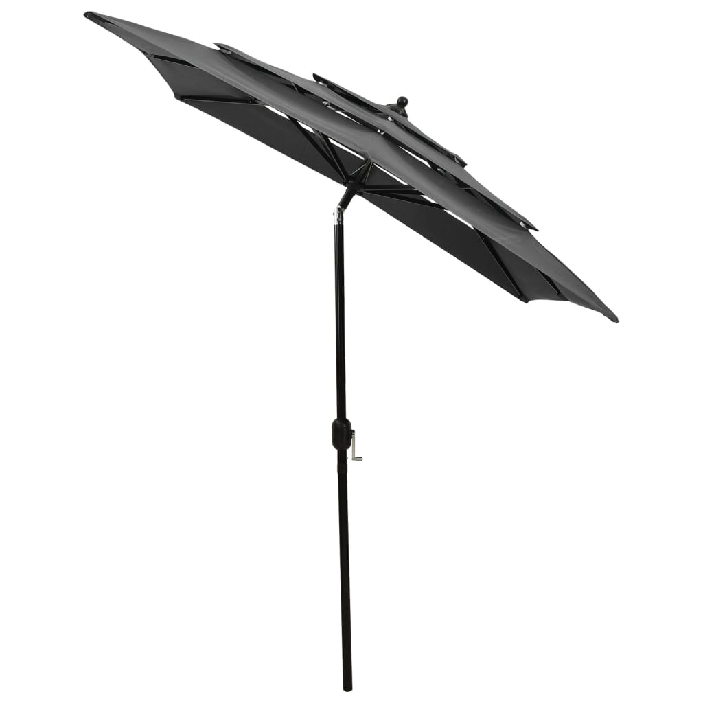 vidaXL Parasol à 3 niveaux avec mât en aluminium Anthracite 2x2 m