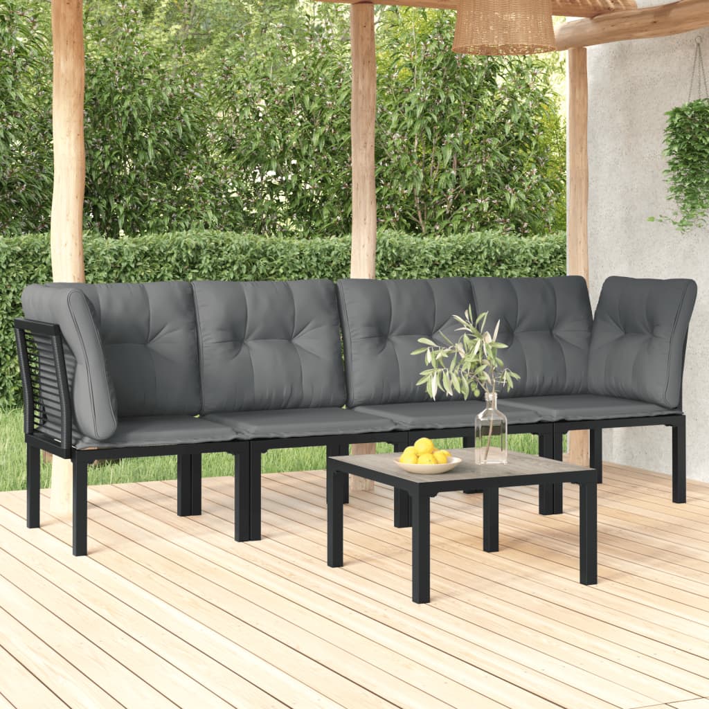 vidaXL Salon de jardin 5 pcs noir et gris résine tressée